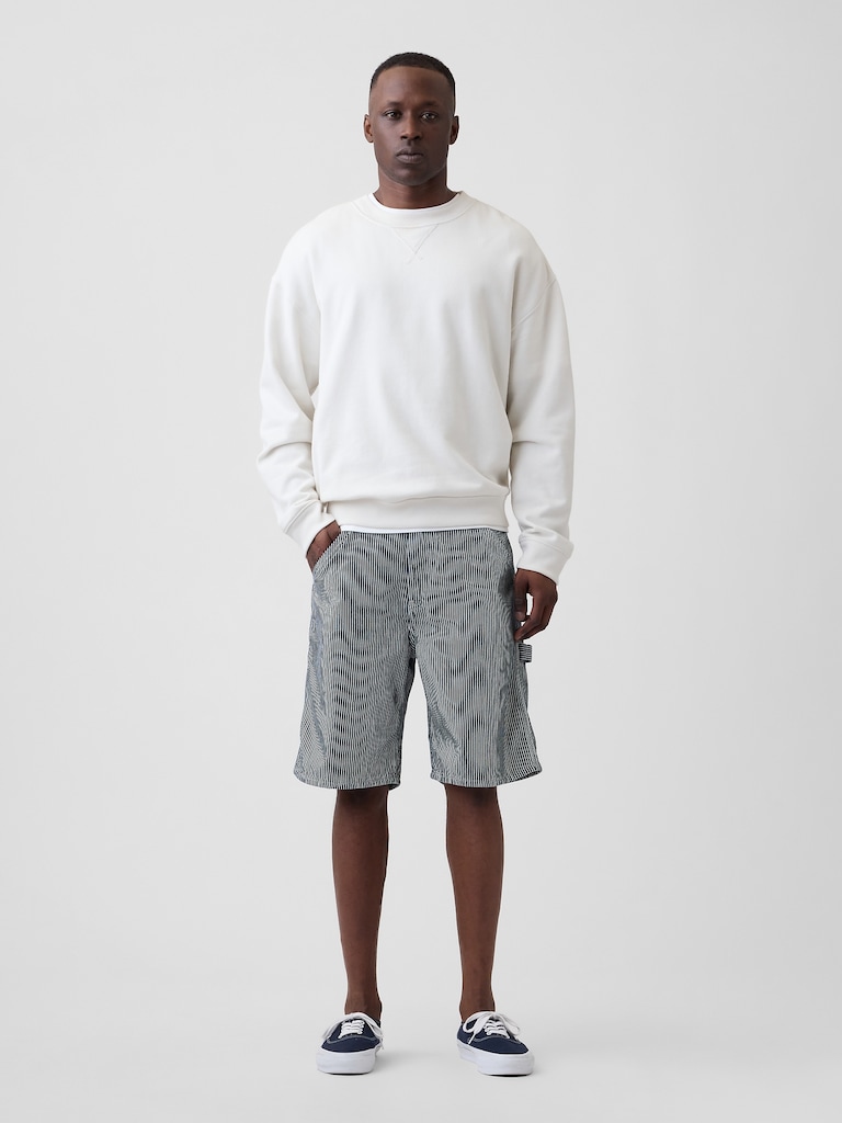 9" Denim Railroad Stripe Carpenter Shorts