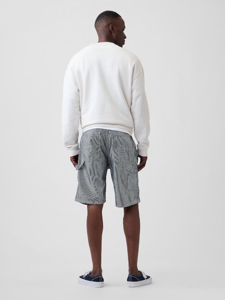 9" Denim Railroad Stripe Carpenter Shorts