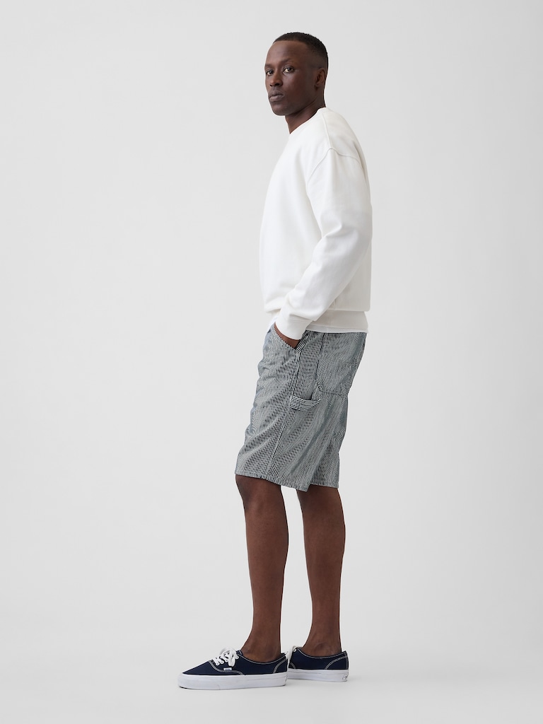 9" Denim Railroad Stripe Carpenter Shorts