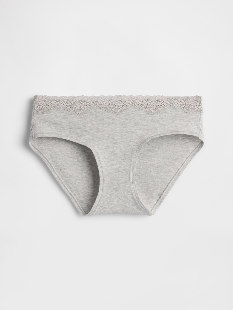 Organic Stretch Cotton Lace-Trim Hipster