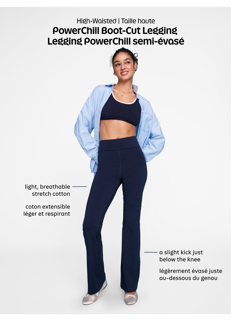 High-Waisted PowerChill Fold-Over Bootcut Leggings