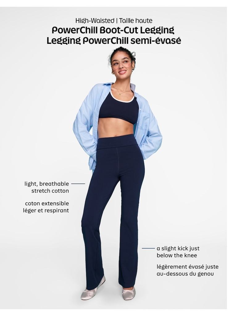 High-Waisted PowerChill Fold-Over Bootcut Leggings