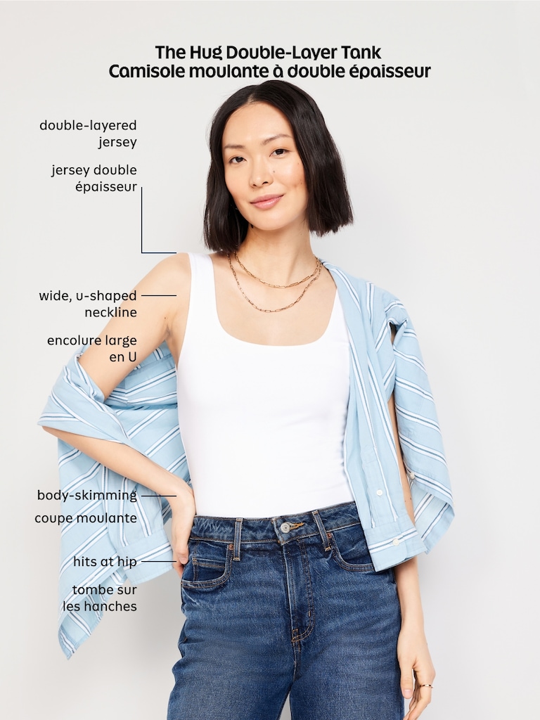 Hug Double-Layer Scoop-Neck Tank Top