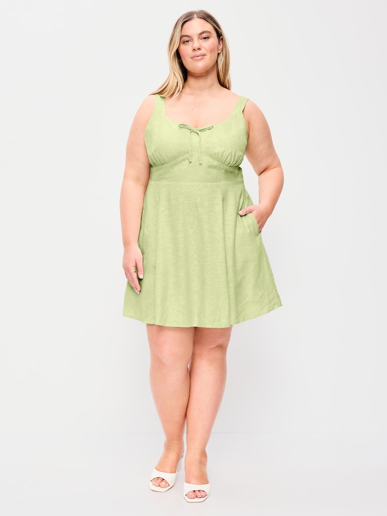Fit & Flare Linen Mini Dress