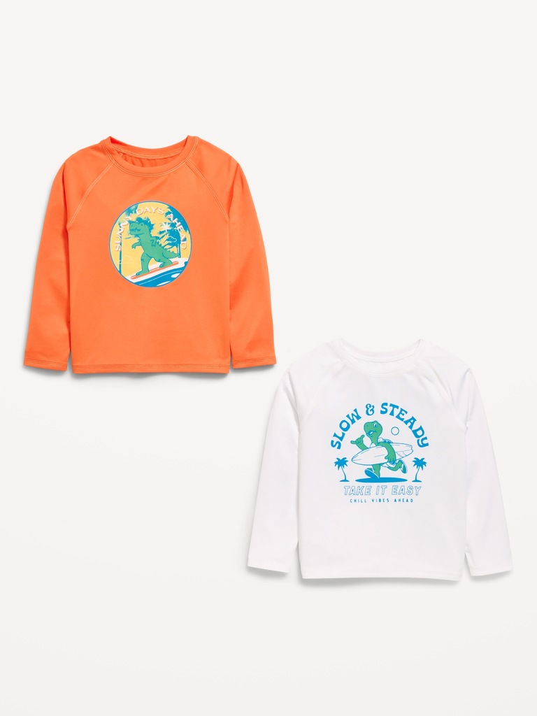 Long-Sleeve Graphic Rashguard Swim Top 2-Pack for Toddler Boys