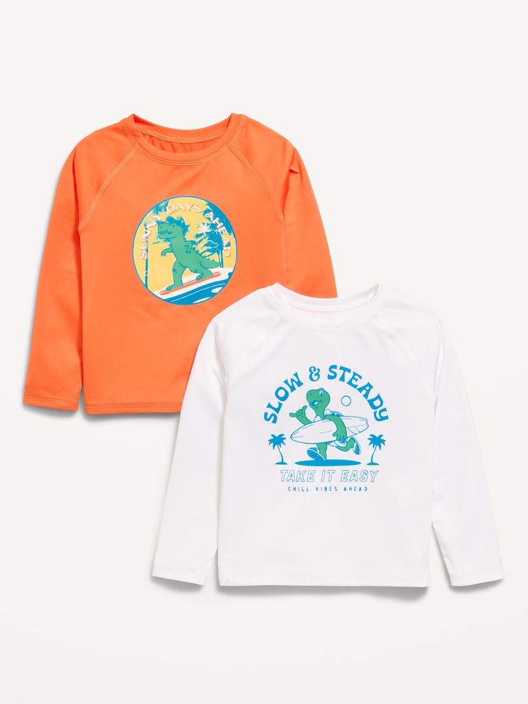 Long-Sleeve Graphic Rashguard Swim Top 2-Pack for Toddler Boys