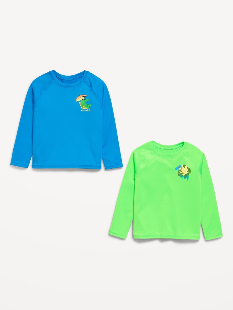 Long-Sleeve Graphic Rashguard Swim Top 2-Pack for Toddler Boys