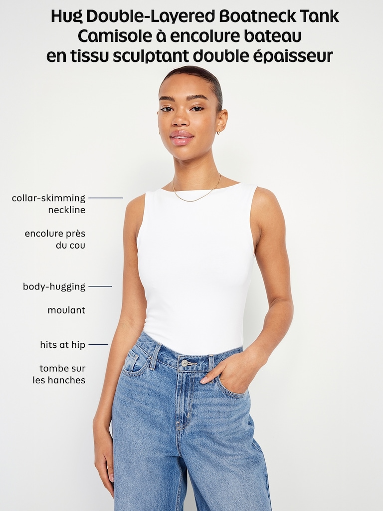 Hug Double-Layer Boat-Neck Top