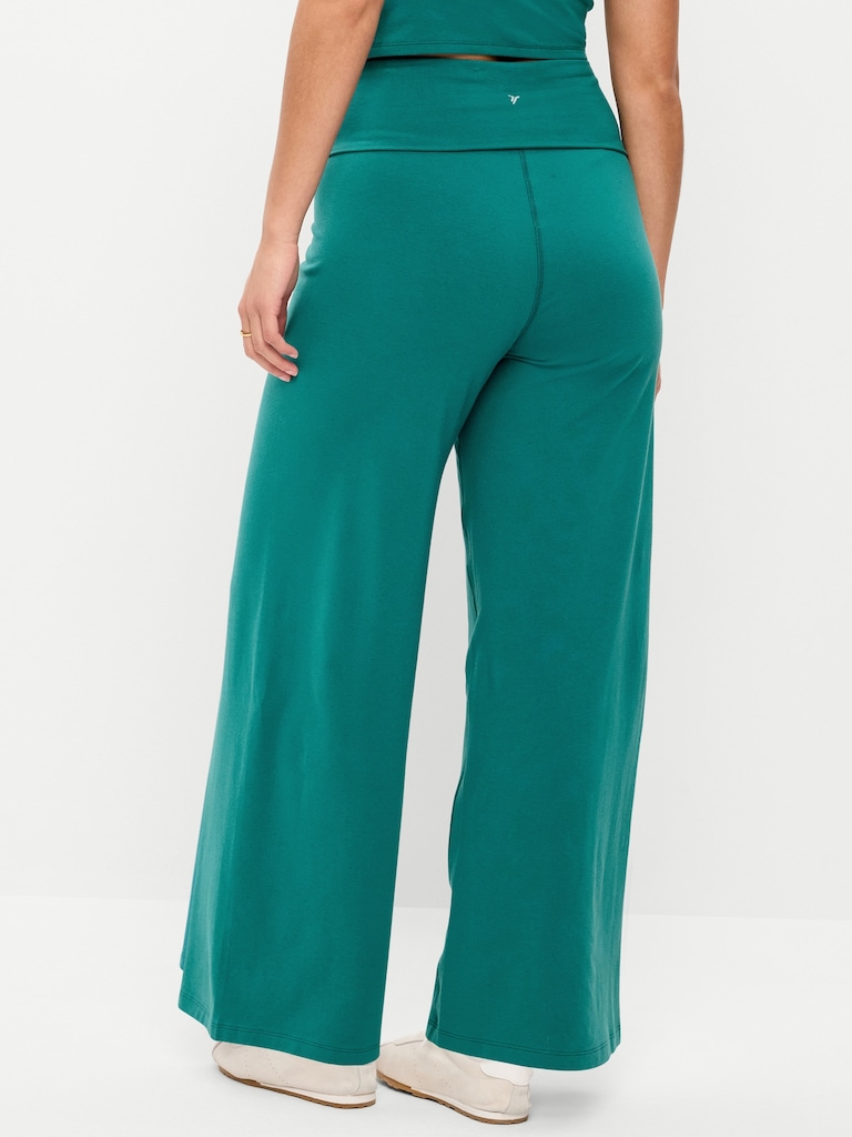 High-Waisted PowerChill Fold-Over Wide-Leg Pants