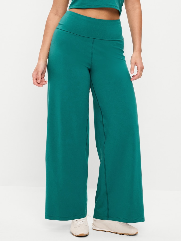 High-Waisted PowerChill Fold-Over Wide-Leg Pants
