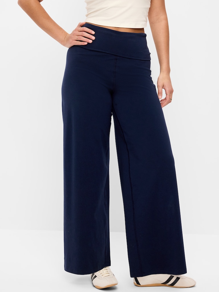 High-Waisted PowerChill Fold-Over Wide-Leg Pants