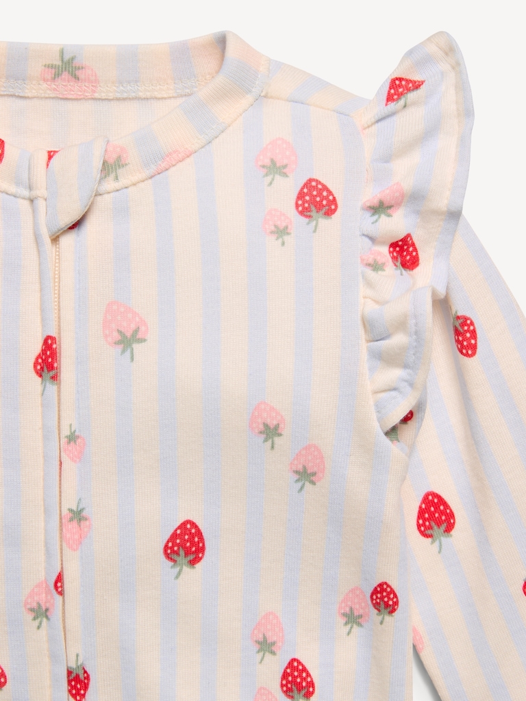 Ruffle-Trim 2-Way-Zip Sleep & Play Footed One-Piece for Baby