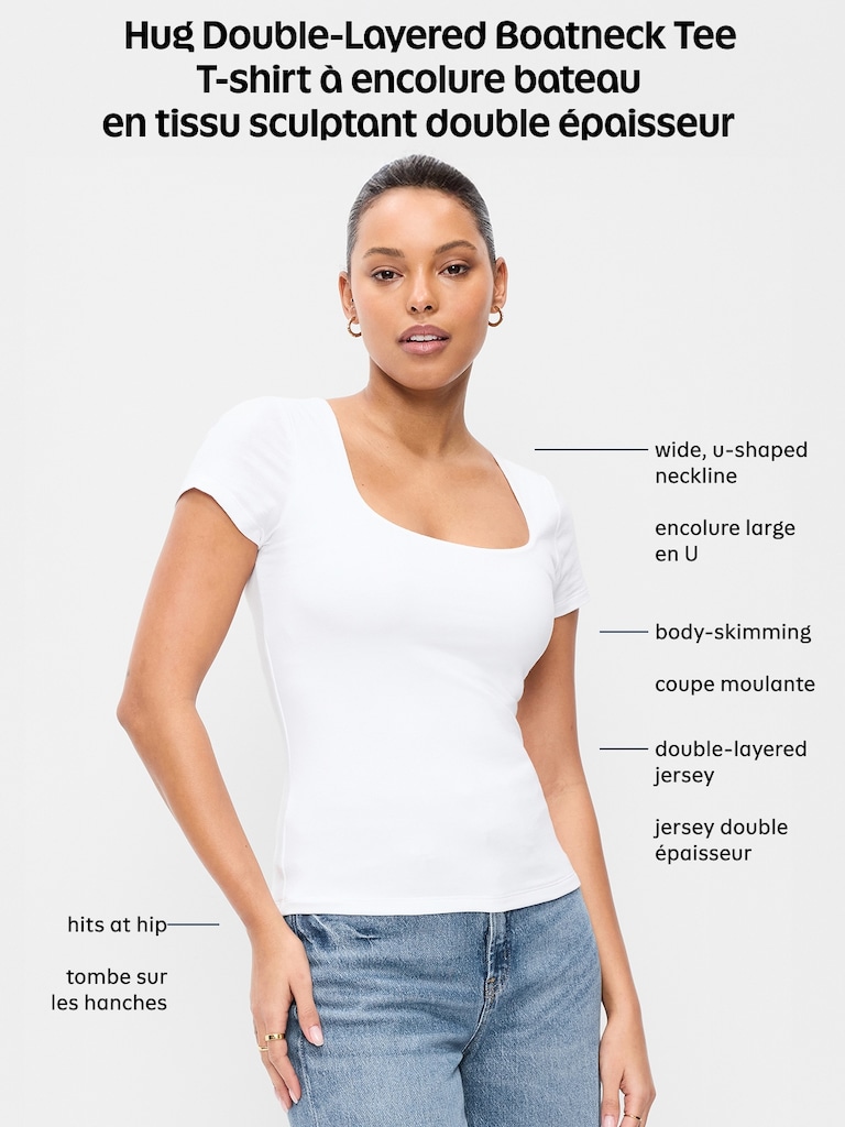 Hug Double-Layer Scoop-Neck Top