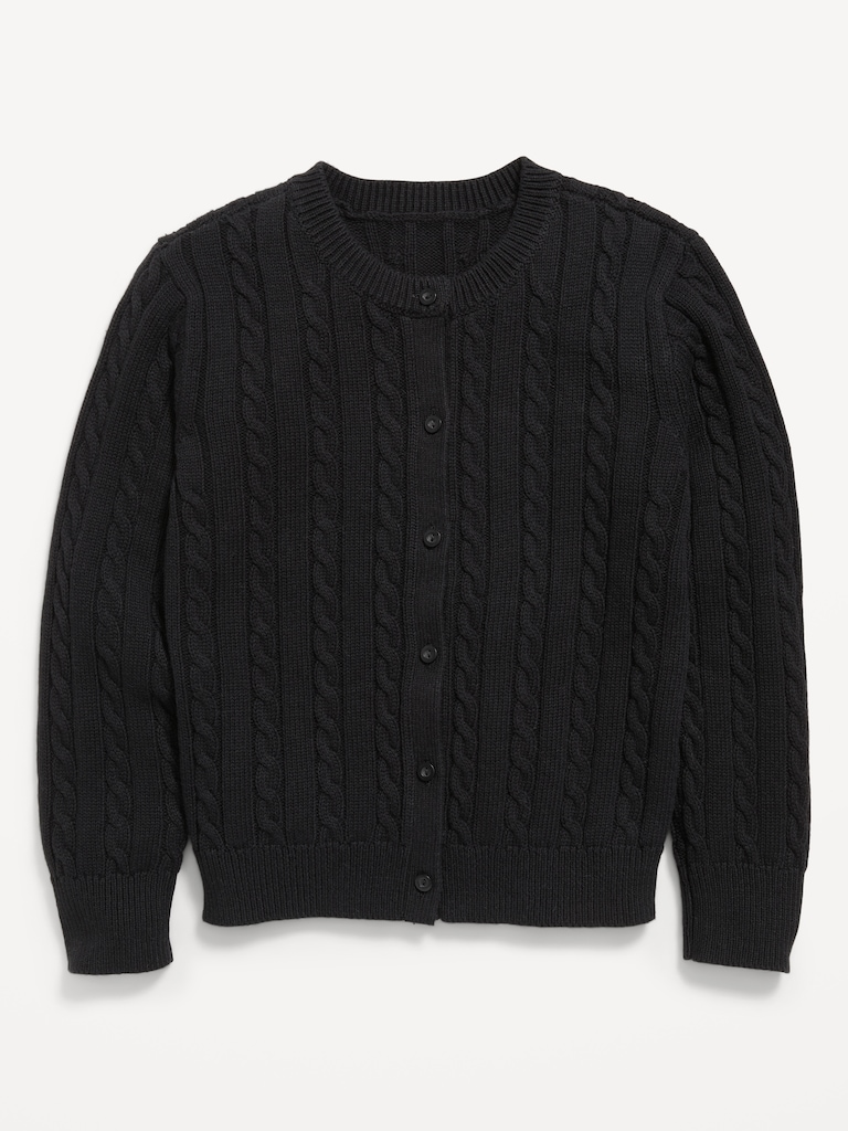 Cable-Knit Cardigan Sweater for Girls