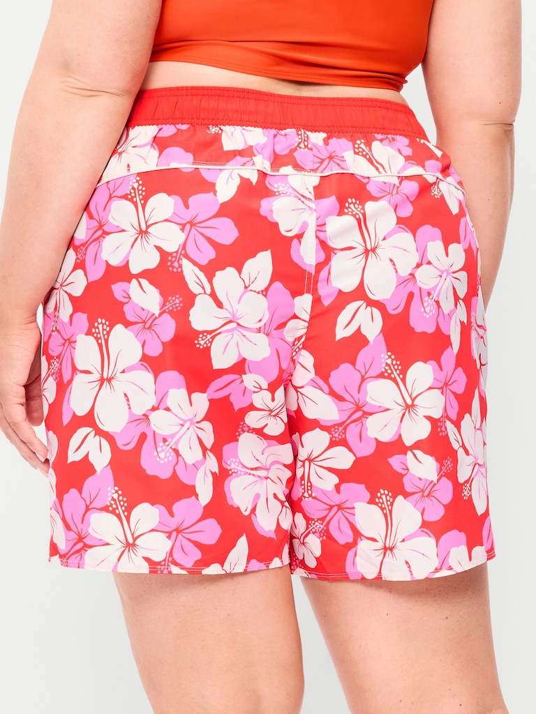 Mid-Rise Loose Swim Board Shorts