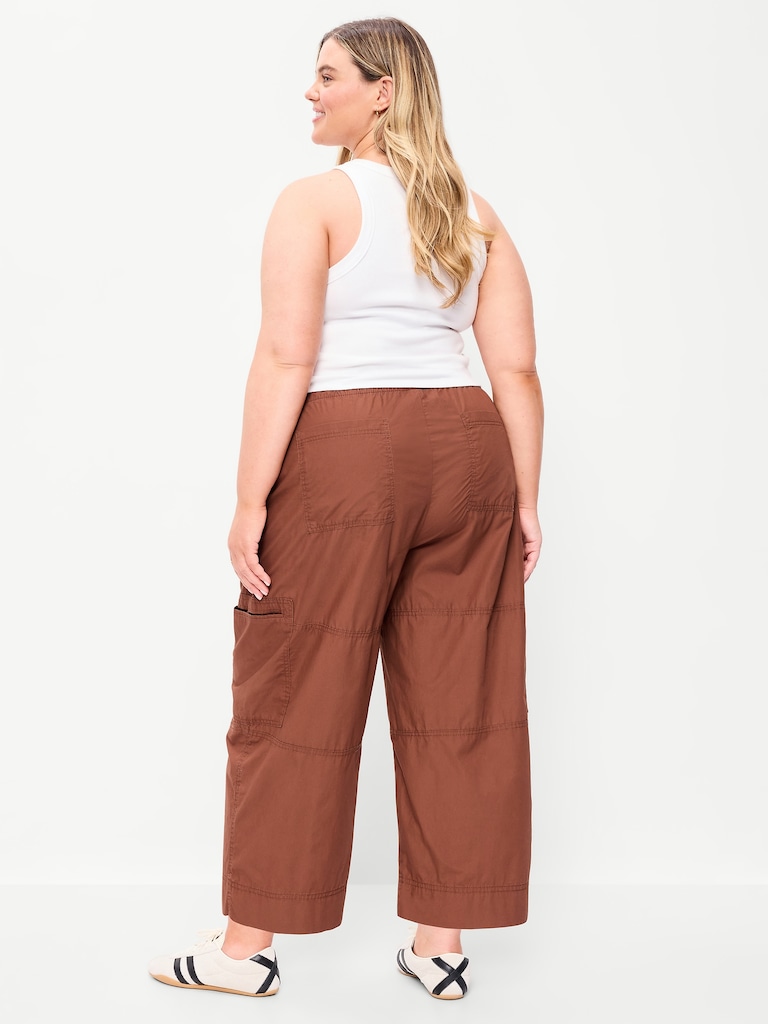 Mid-Rise Pull-On Cropped Utility Pants