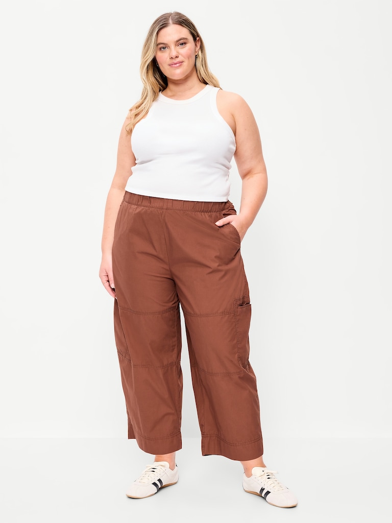 Mid-Rise Pull-On Cropped Utility Pants