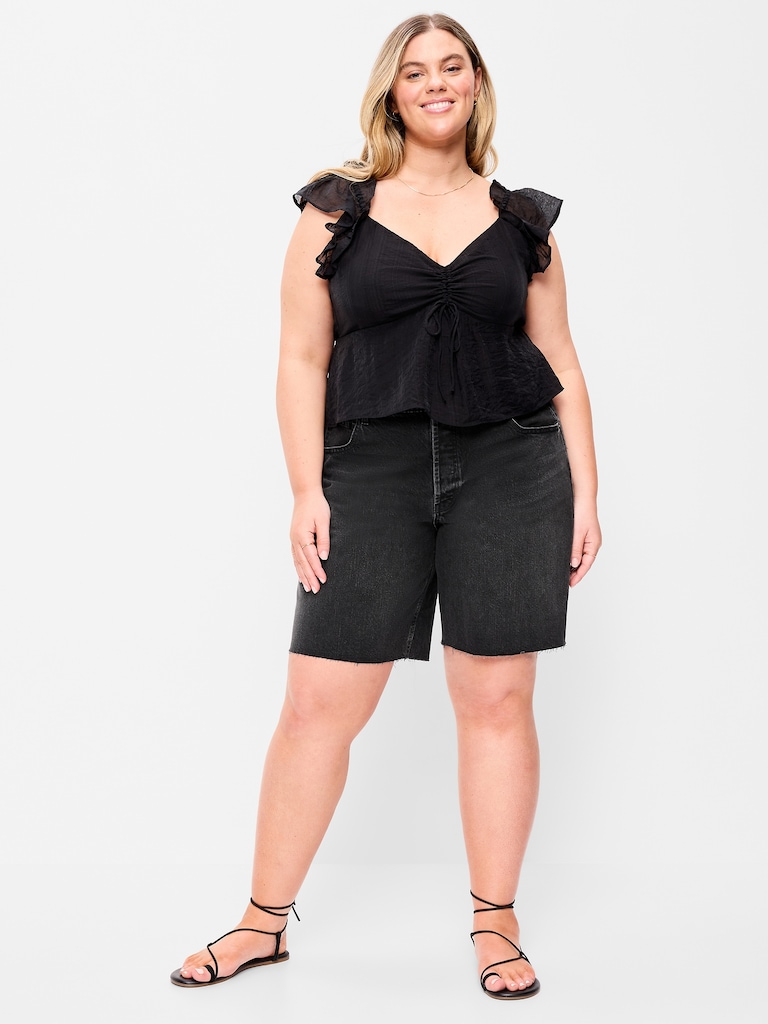 Mid-Rise Baggy Jean Shorts -- 9-inch inseam