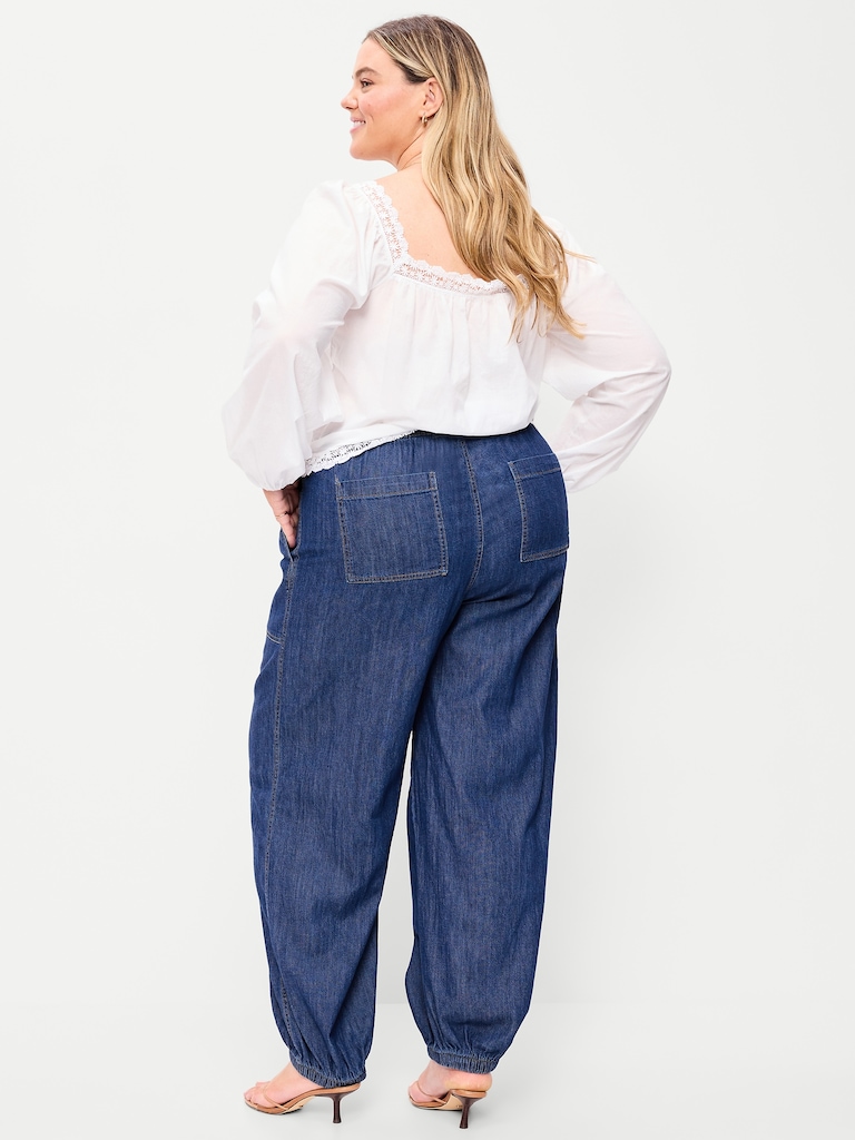 Mid-Rise Pull-On Utility Harem Jeans