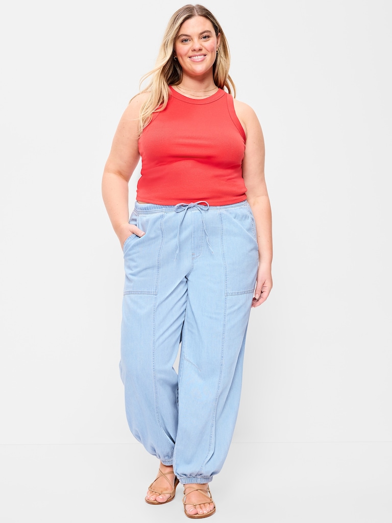 Mid-Rise Pull-On Utility Harem Jeans