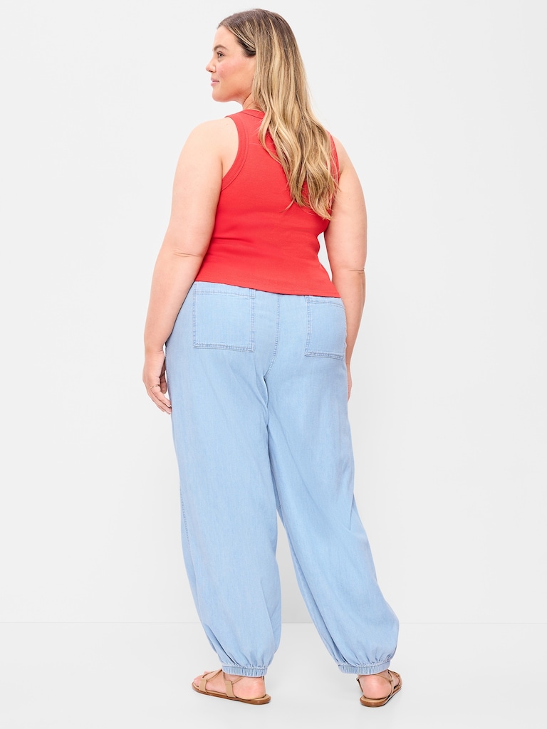 Mid-Rise Pull-On Utility Harem Jeans