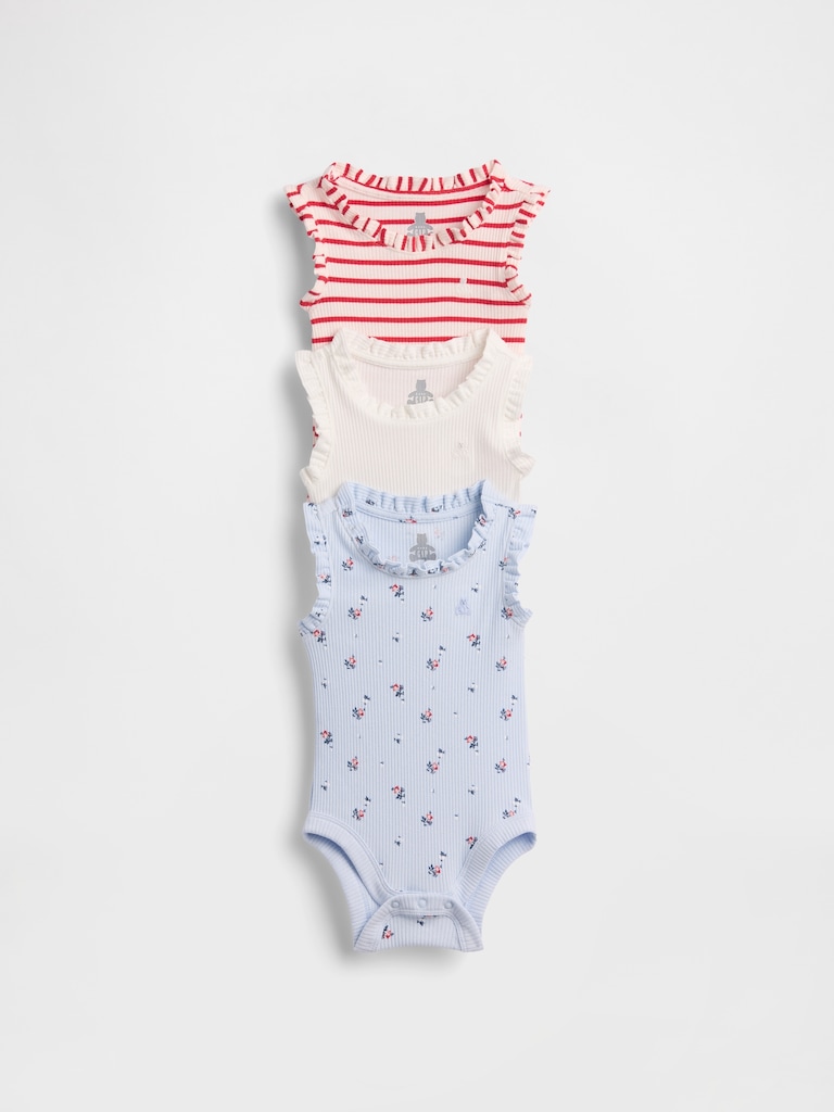 Baby First Favorites TinyRib Ruffle Tank Bodysuit (3-Pack)