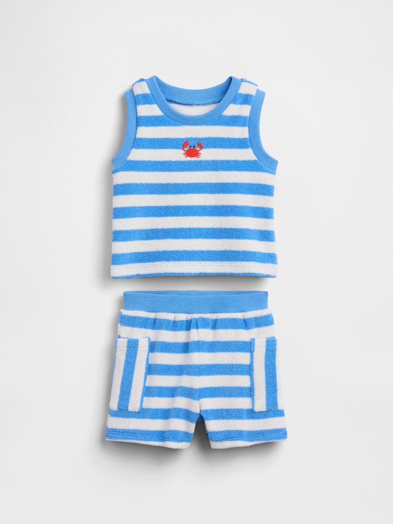 Baby Towel Terry Stripe Outfit Set