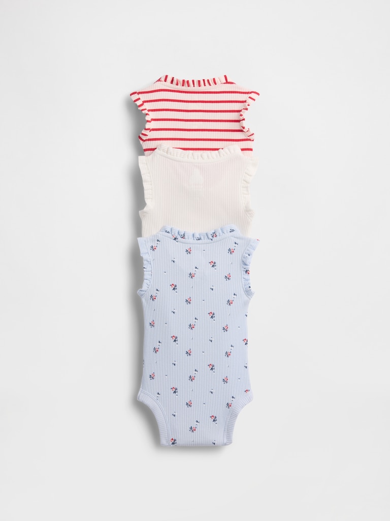 Baby First Favorites TinyRib Ruffle Tank Bodysuit (3-Pack)