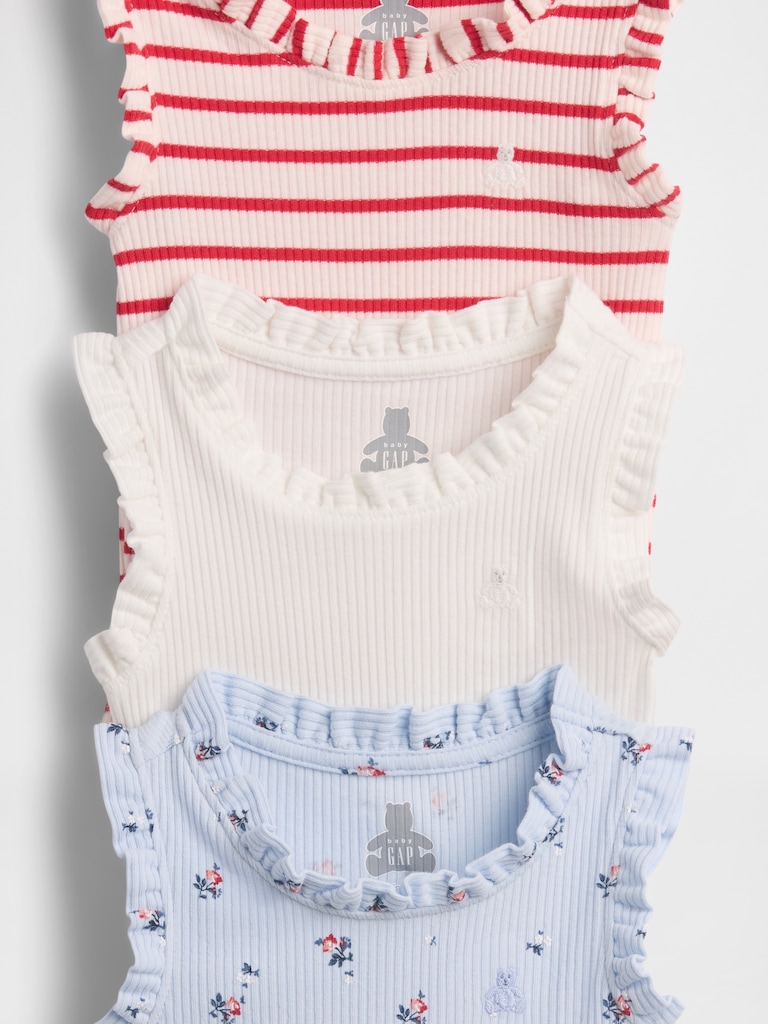 Baby First Favorites TinyRib Ruffle Tank Bodysuit (3-Pack)