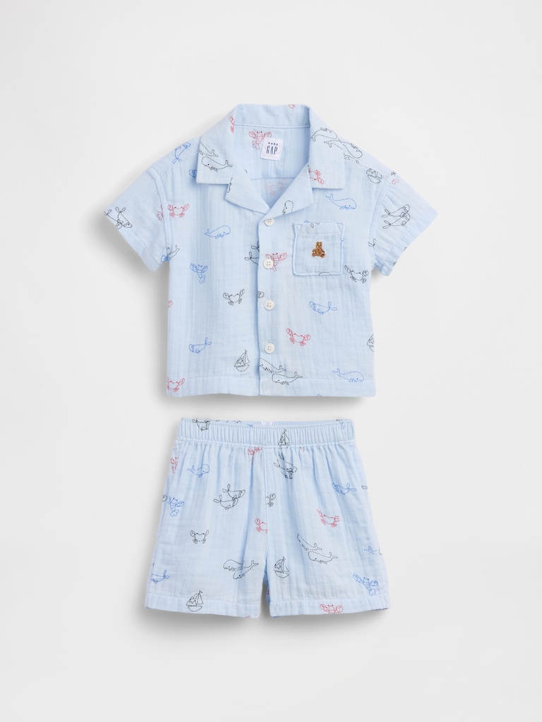 Baby Cotton Gauze Cabana Outfit Set