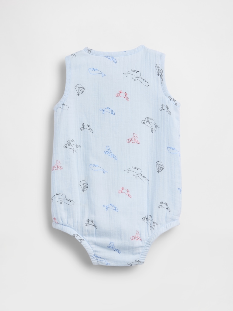 Baby Cotton Gauze Henley Pocket Tank Bodysuit