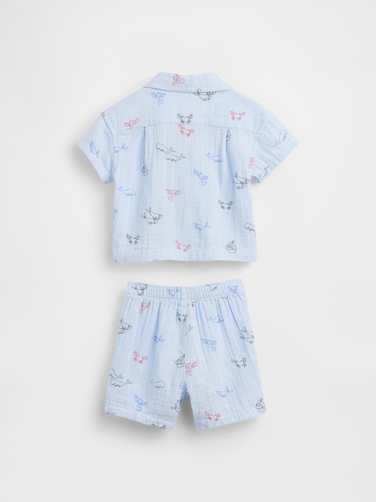 Baby Cotton Gauze Cabana Outfit Set