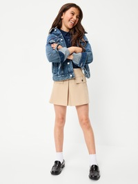 School Uniform Front-Pleated Twill Skort for Girls