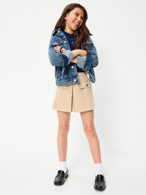 School Uniform Front-Pleated Twill Skort for Girls