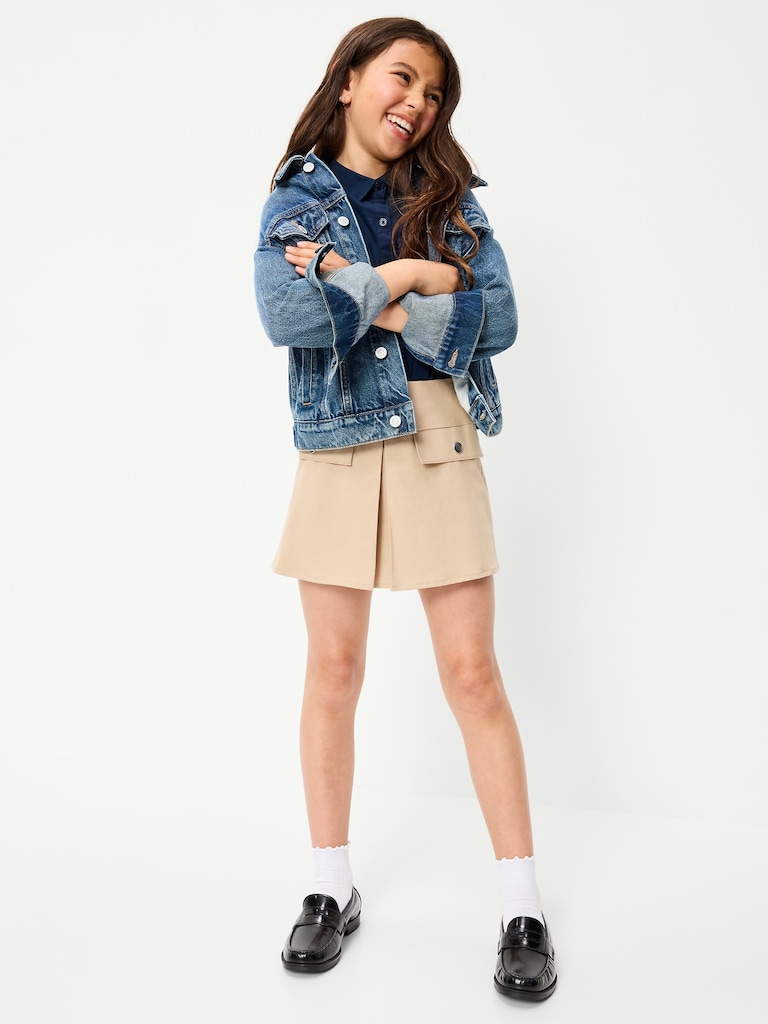 School Uniform Front-Pleated Twill Skort for Girls