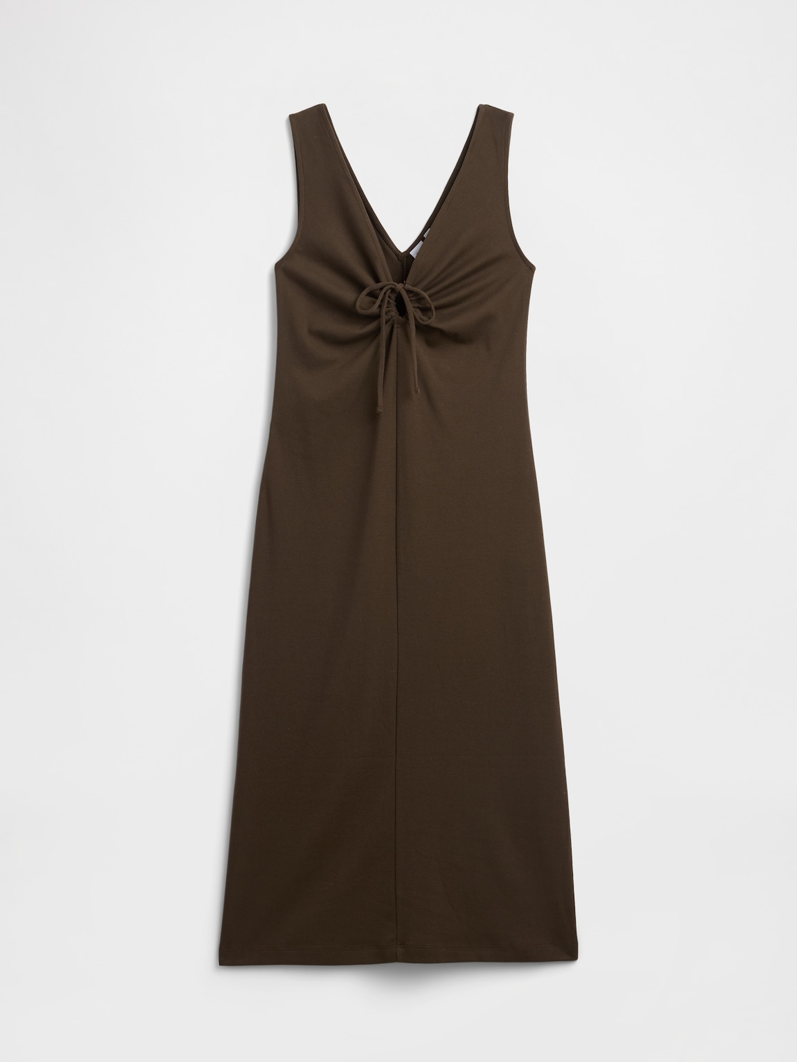 Modern Ribbed Tie-Front Midi Dress