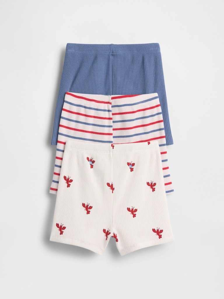 Baby First Favorites TinyRib Stripe Pull-On Shorts (3-Pack)