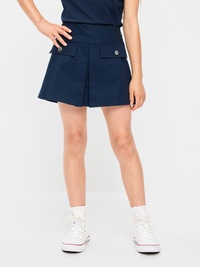 School Uniform Front-Pleated Twill Skort for Girls