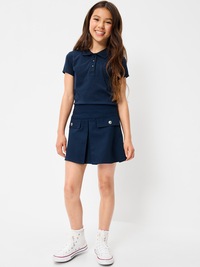 School Uniform Front-Pleated Twill Skort for Girls