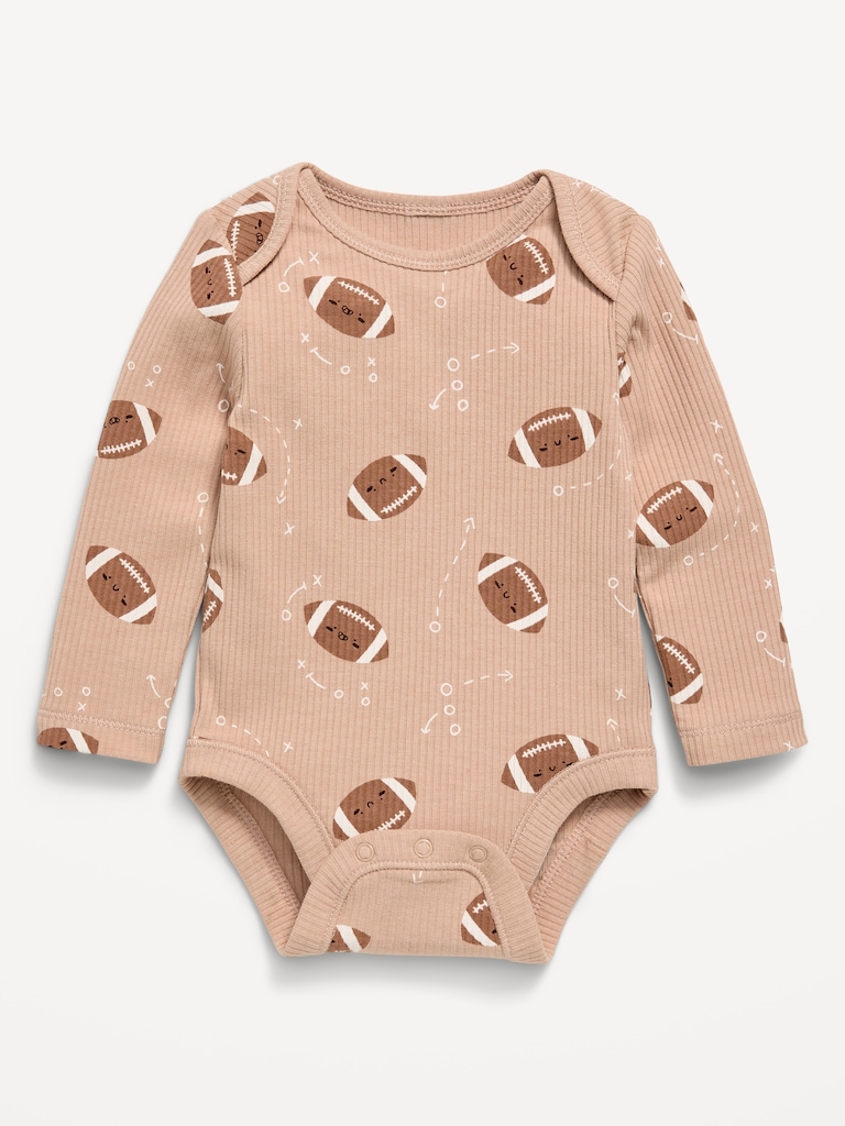 Printed Long-Sleeve Ribbed Bodysuit for Baby