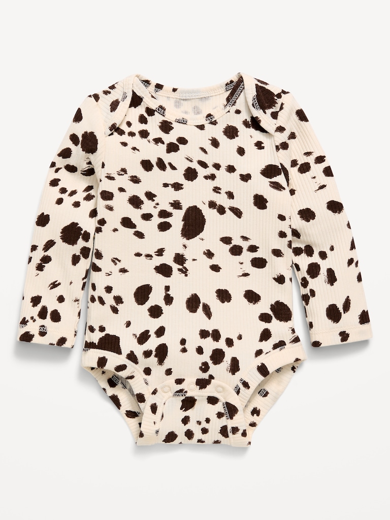 Printed Long-Sleeve Ribbed Bodysuit for Baby