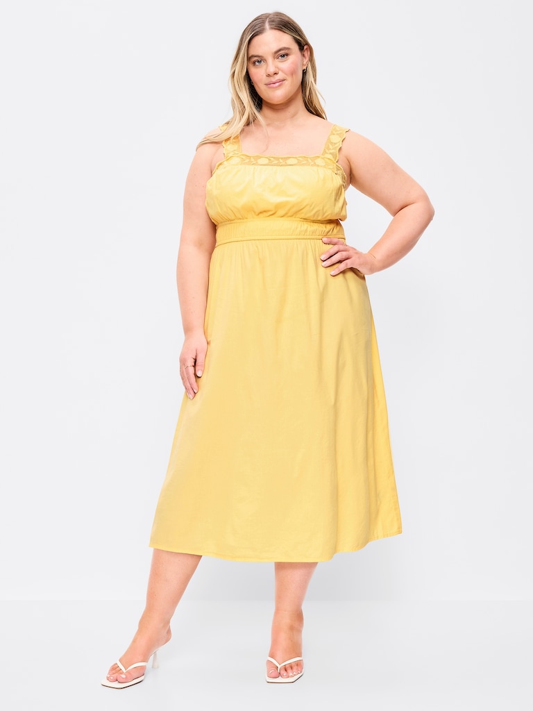 Fit & Flare Smocked-Waist Midi Dress
