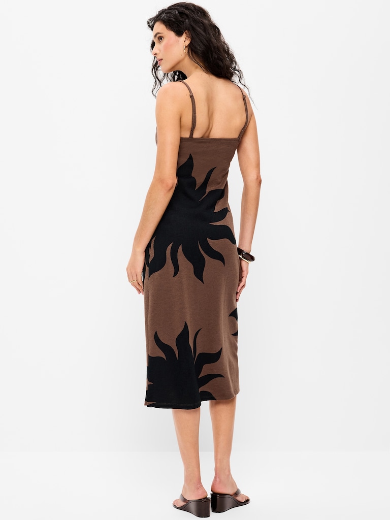 Beaded Halter-Neck Ruched Midi Dress