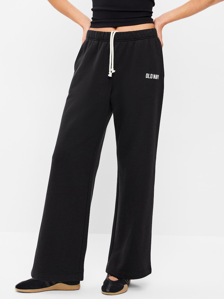High-Waisted Fleece Wide-Leg Sweatpants