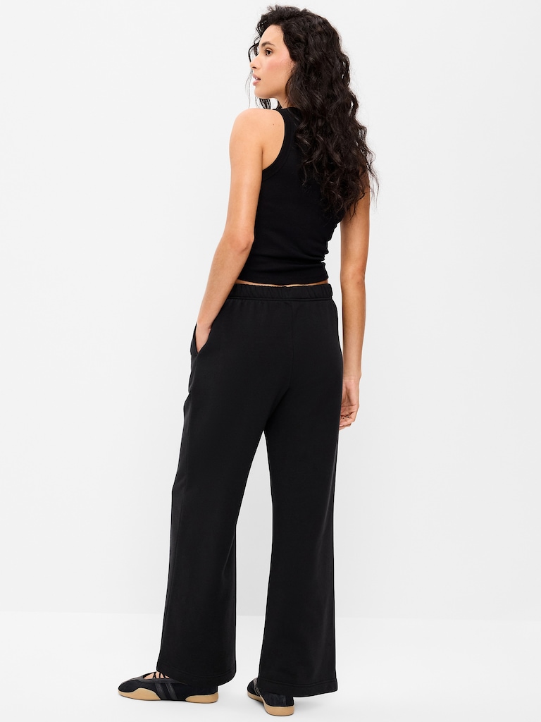 High-Waisted Fleece Wide-Leg Sweatpants