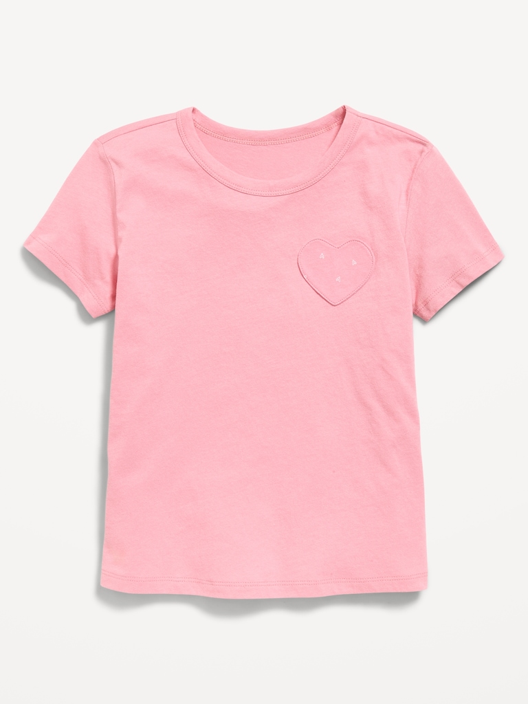 Softest Short-Sleeve Heart-Pocket T-Shirt for Girls