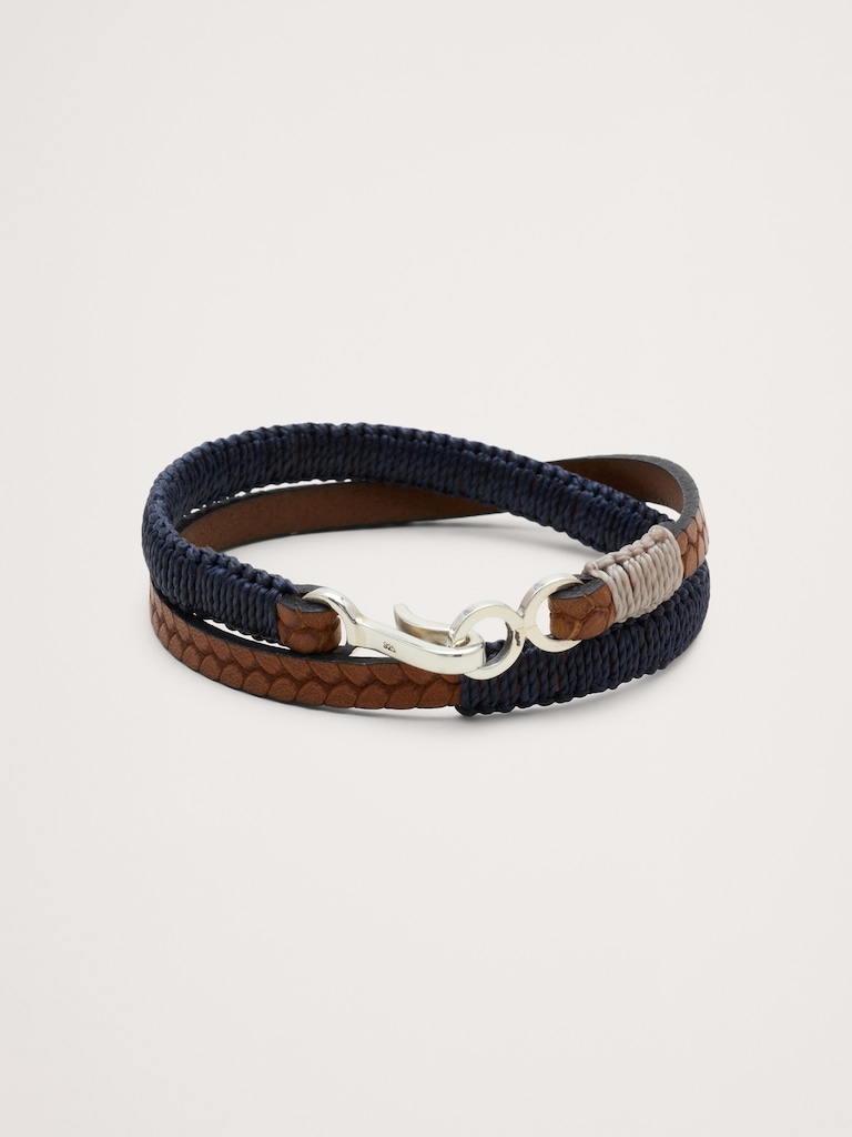 Hand-Knotted Embossed Leather Bracelet By Caputo & Co