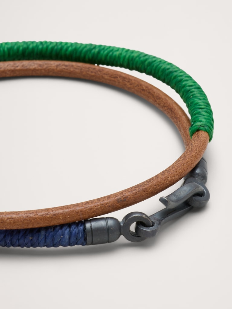 Color-Blocked Leather Double Wrap Bracelet By Caputo & Co
