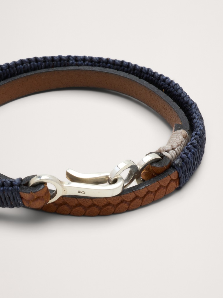 Hand-Knotted Embossed Leather Bracelet By Caputo & Co