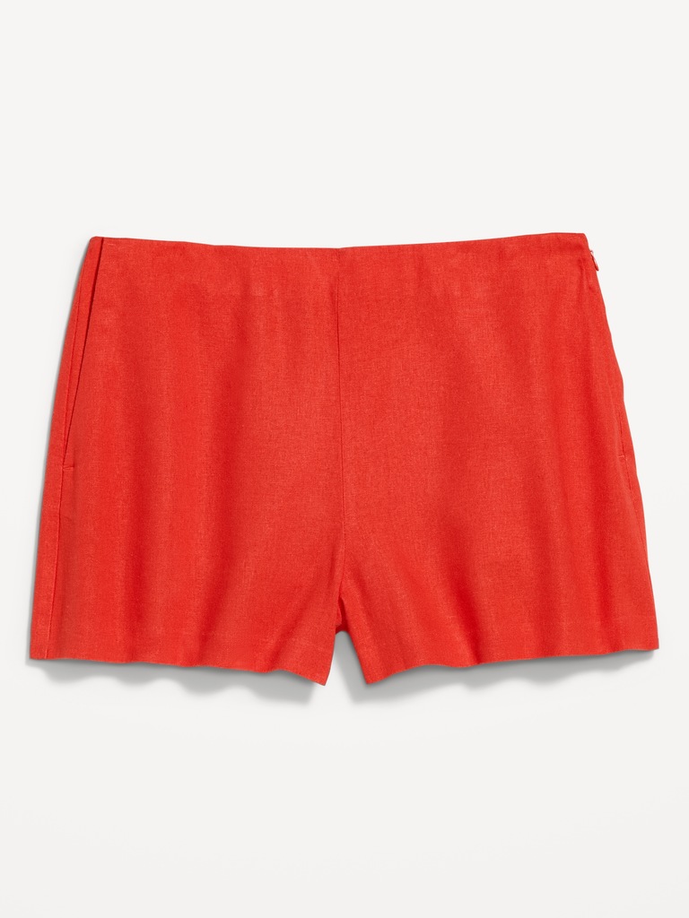 High-Waisted Linen-Blend Micro Shorts